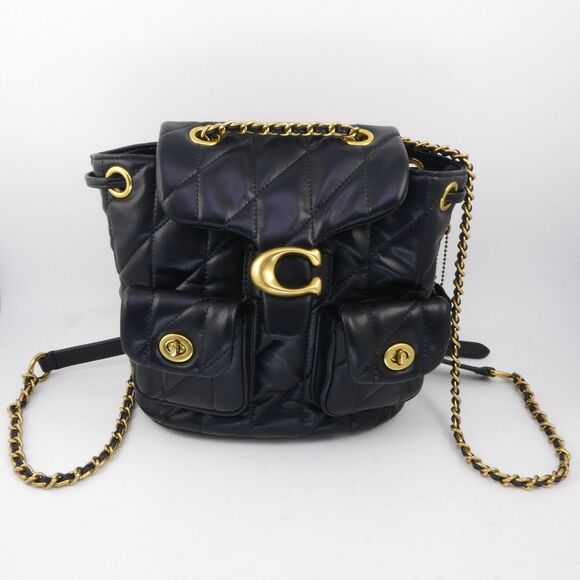 COACH Tabby Quilted Leather Backpack Black - Picture 10 of 15